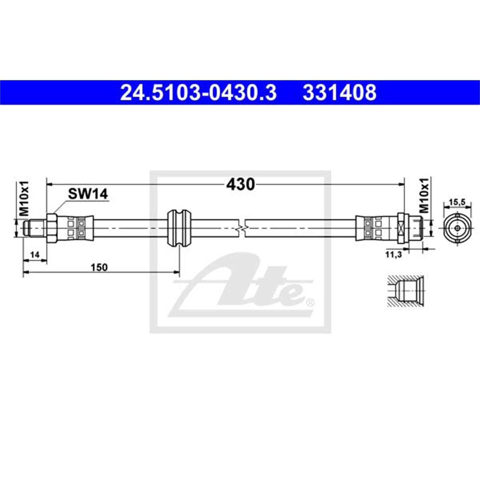 2xATE Bremsschlauch Vorderachse+1L ATE Dot 4