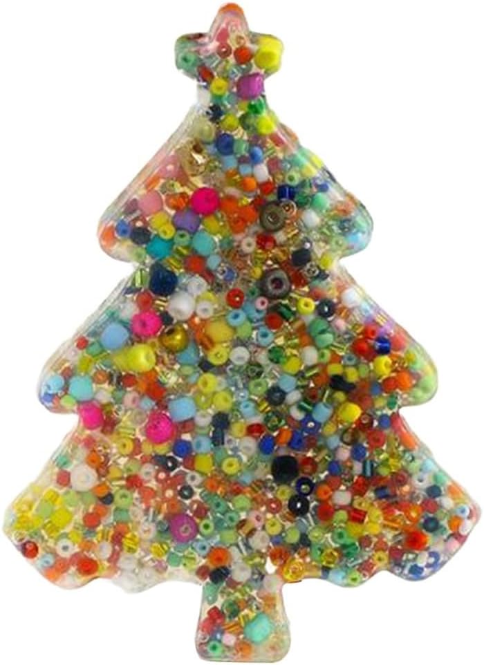 For Stress Relief Silicone Fidget Picking Toy with Sensory Pad, Beads and Rings for Anxiety Management and Focus Support (The Christmas Tree)