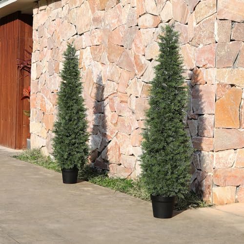 Árbol de cedro artificial 5 pies LOMANTO para decoración exterior e interior 7