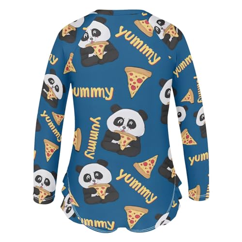 ALAZA Toddler Swimsuit Girl Bathing Suit Swimwear Rash Guard Panda Eating Pizza Long Sleeve 3T3