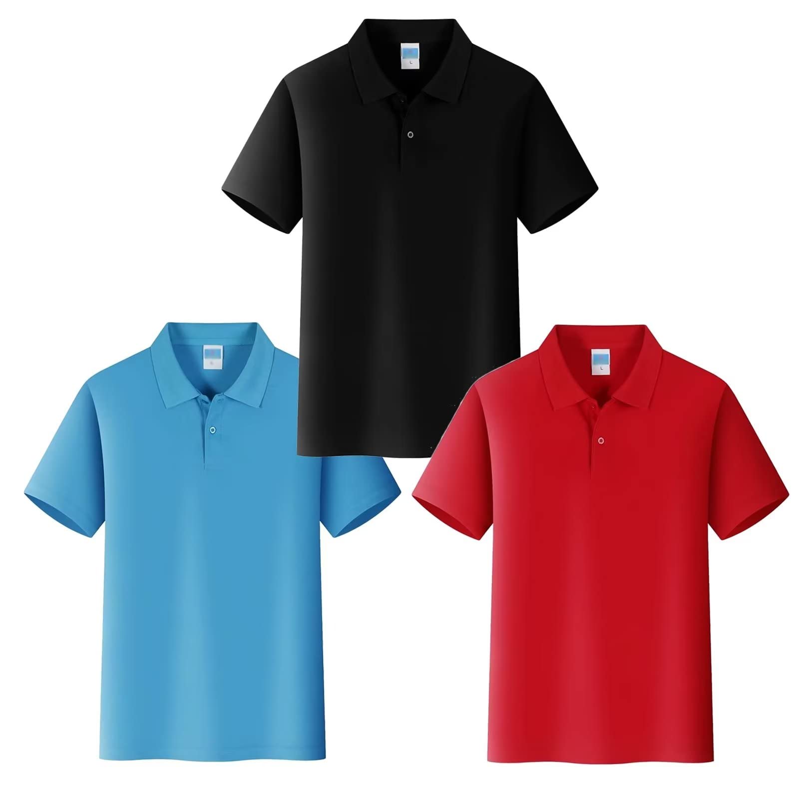 Elegante Polos Manga Corta Hombre Mujer Camisetas Deportivas Tenis Golf Clásico T-Shirt Paquete de 3