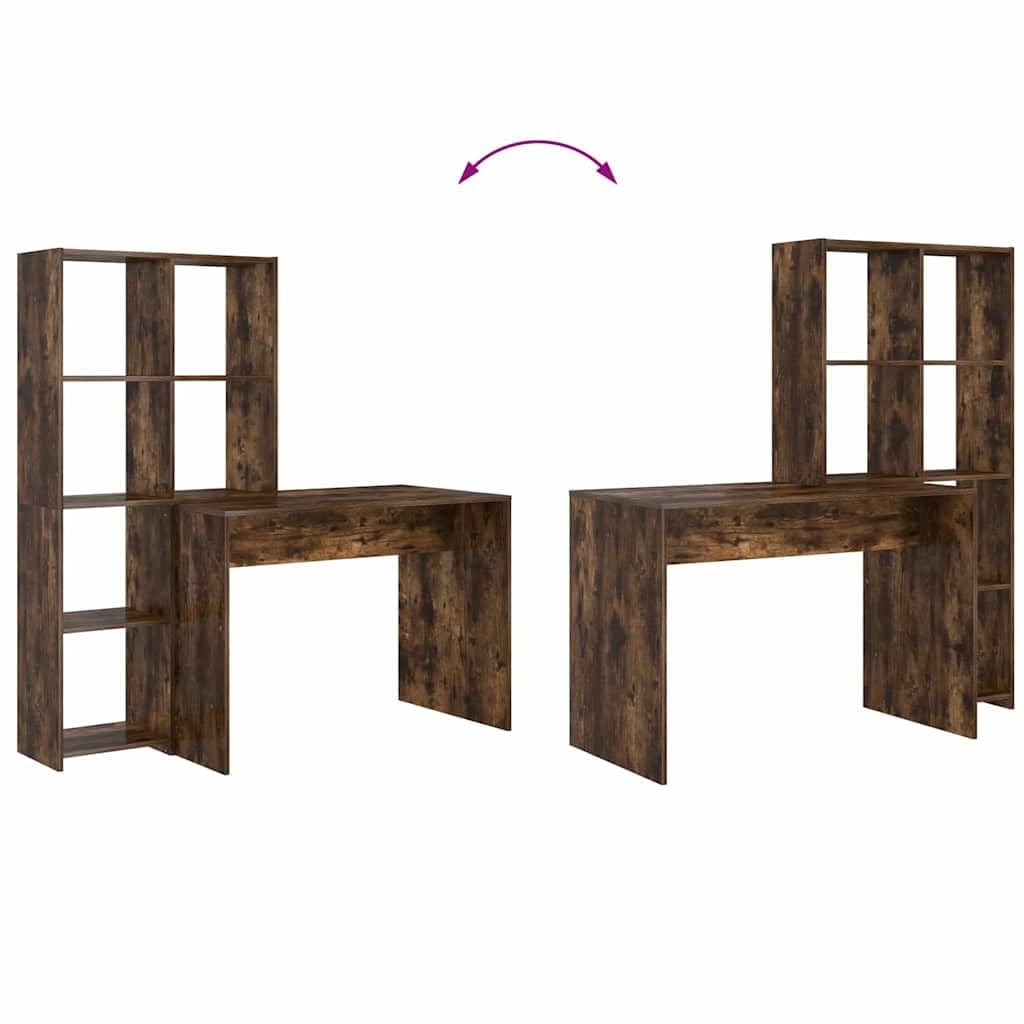 vidaXL Scrivania Rovere fumé 138,5 x 55 x 143 cm Legno ingegnerizzato
