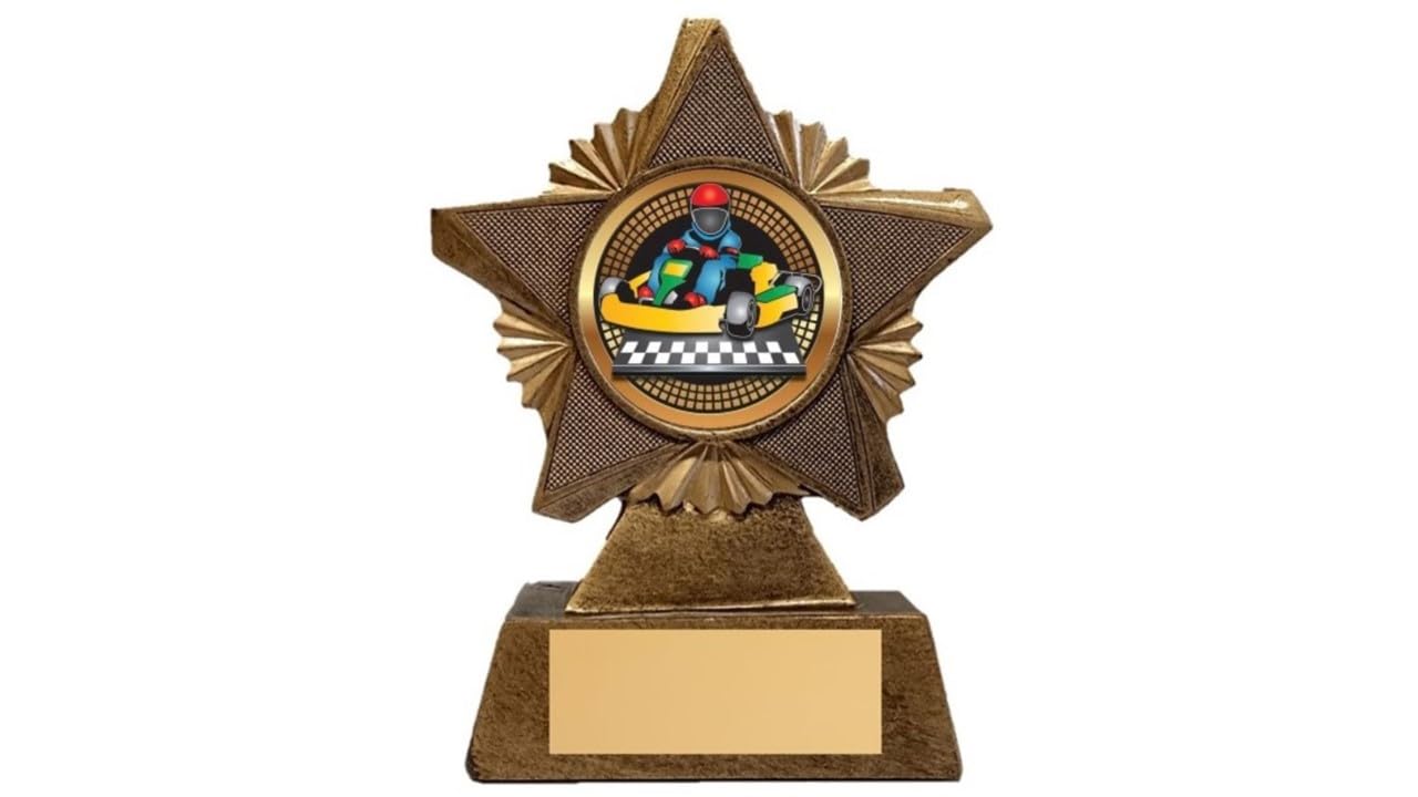 Troshow Antique Gold Karting Trophy Award Premier Star 150Mm Heavy Resin Go Kart Racing Motorsport Free Engraving -Troshow2-Aa