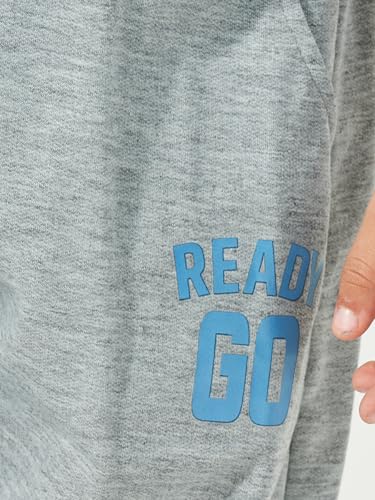 Boys 2111398914 Letter Print Slant Pocket Cotton Joggers 5 Years - 6 Years Grey4