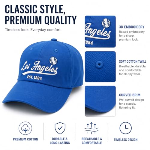 Image of Classic Vintage Embroidered Fashionable Baseball Cap for Men Women Teenager Cap City Hat Adjustable with Gift Box