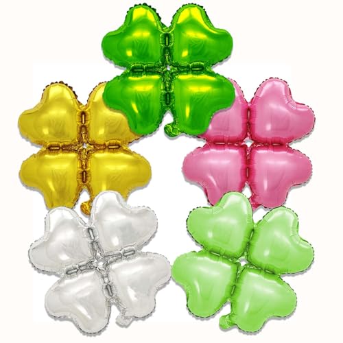 Four-leaf Balloons St. Patrick's Day Balloons for Lucky Themed Party Decoration Supplies Clover Birthday Decor Ballons Arch Kits Party Balloon Set 5pcs