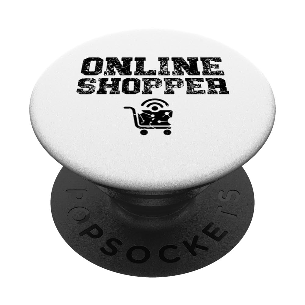 Online Shopping Cart Mall Shopper Shop E-commerce Shopaholic PopSockets Swappable PopGrip, Black
