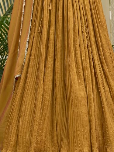 Image of PURVAJA Women's Silk Semi-Stitched Lehenga choli