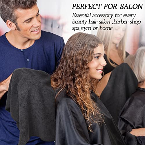 Image of Shimeyao 40 Pack Bleach Proof Towels Microfiber Absorbent Resistant Hair Hand Towels Bulk Quick Dry for Barber Gym Bath Spa Shaving (Black,16 x 29 Inch)
