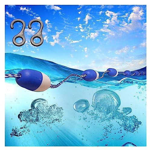 Pool Safety Float Line Divider Rope Kits, 16ft 18feet 20foot 22Feet 25FT 30ft Long Commercial Swimming Lane Divider Lines, Deep/Shallow End Floating Cordon, with Hooks (Color : Blue-White, Size : 55