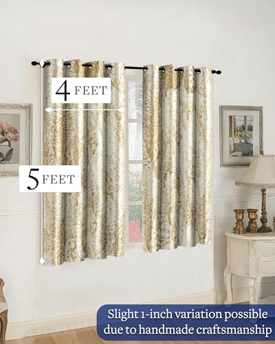 Image of Cloth Fusion Printed 100% Blackout Window Curtains 5 Feet Long Set of 2