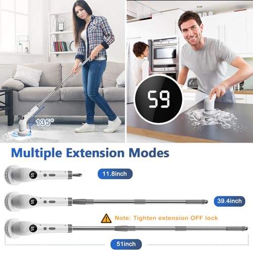 Image of qimedo Electric Spin Scrubber, Rechargeable Handheld Electric Scrubber for Cleaning, Cordless Power Dish Scrubber with 7 Brushes for Bathtub Grout Tile Floor