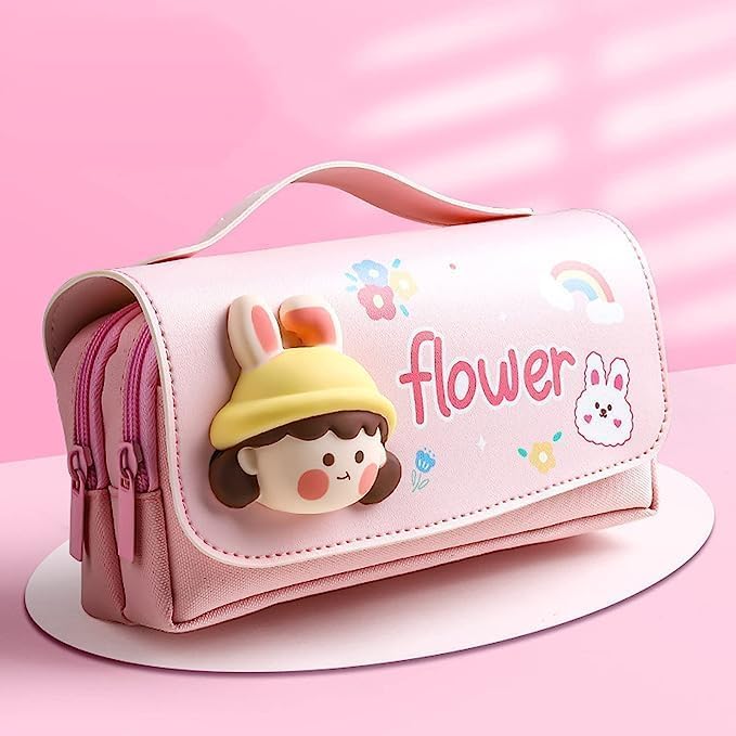 Image of DEOXY Flower Small Cartoon Theme Pencil Case,3D Pencil Case Pouch,Multipurpose Zipper for Kids,Pen and Pencil Bag for Kids(KQ-0801)