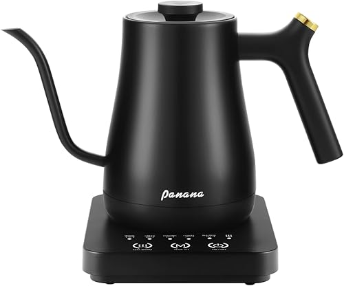Miniatura 8 de Panana Hervidor eléctrico, hervidor eléctrico de cuello de cisne, control de temperatura con pantalla LCD, hervidor de té para verter sobre café,