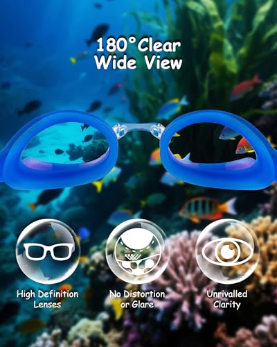 Image of Kids Swim Goggles, Anti-fog and UV Protection with Swim Cap for Age 3-15 Youth Boys Girls Toddler