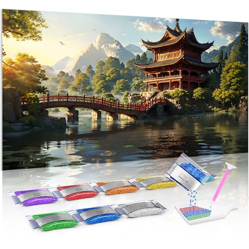 Diamond painting 5D de Jumpdot: manualidades para adultos con lienzo de puesta de sol