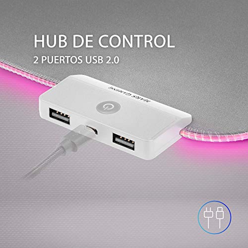 MMPRGB2S XXL, Mouse pad RGB 12 modalità, 2 USB 2.0, Bianco Argento - Mousepad - Immagine 2