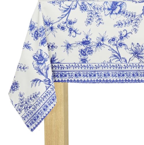 Image of Coterie Blue Toile Paper Tablecloth | Rectangle Tablecloth /Table Cover for Bridal and Baby Shower, Tea and Garden Party, Birthday | 8.5' by 4.5' Table Cloth Rectangle Table