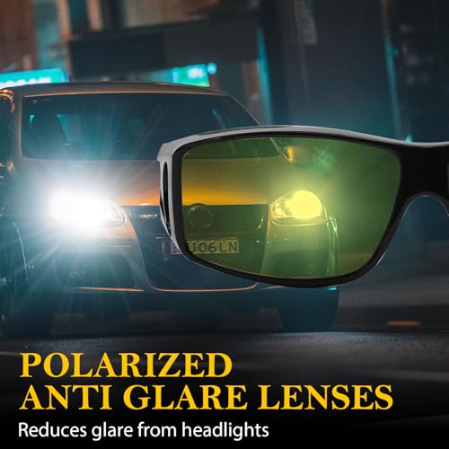 FIMILU 2 Pack Fit Over Glasses Night Vision Glasses for Women Men, Polarized Night Driving Glasses Anti-Glare for Night 03114