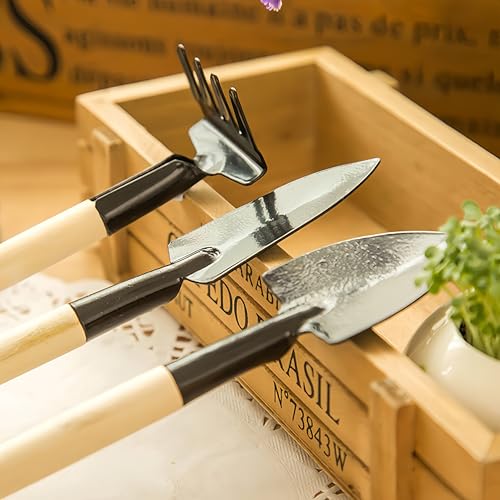 Set de 3 herramientas de jardín metal y madera miniatura 1