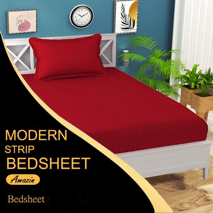 Image of 220 Cotton Feel 1 Single Bedsheet with 1 Pillow Cover (90X60 Inch) Maroon