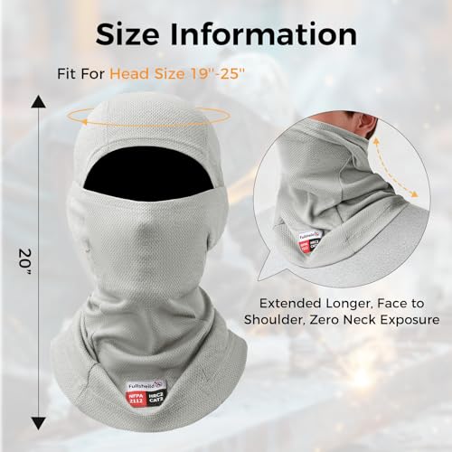 Image of Fullsheild FR Face Mask Summer Mesh Welding Balaclava Lightweight FR Mask | FR Face Mask for Men Mesh FR Balaclava Arc Rated NFPA2112 CAT2 Helmet Liner Face Cove Flame Resistant Welding Hood One Size