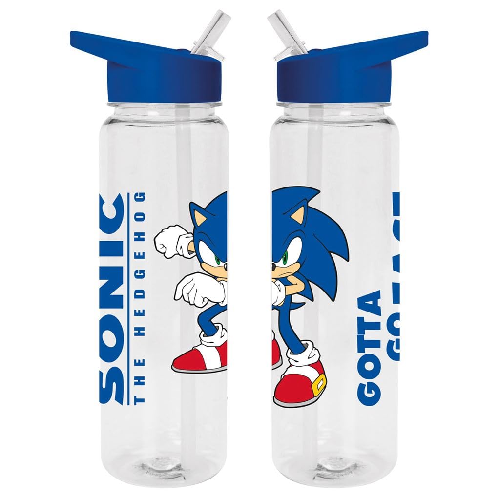 Sonic the Hedgehog Water Bottle (Gotta Go Fast Design) 700ml Plastic Water Bottle, Girls Water Bottle, Boys Water Bottle, Kids Water Bottle - Official Merchandise, Merhfarbig
