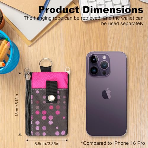 Image of Minimalist RFID Wallet with Lanyard, Multi-functional ID Case with 2 Zipper Pockets and Key Chain for Men and Women, Tactical Badge Pouch Cards Holder, Coin Purse for Travel Sports - Two-Tone