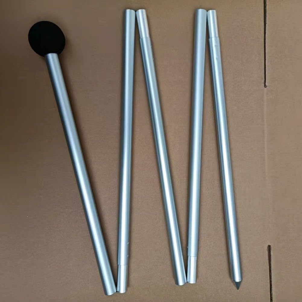 Aluminium Teleskopstangen, faltbare Zeltstangen für Camping, Strandmuschel & Sonnensegel, leicht, robust & verstellbar - Schutzkappe, ideal als Markisenstange oder Ersatz-Zeltstange (2 m spitzer Kopf)