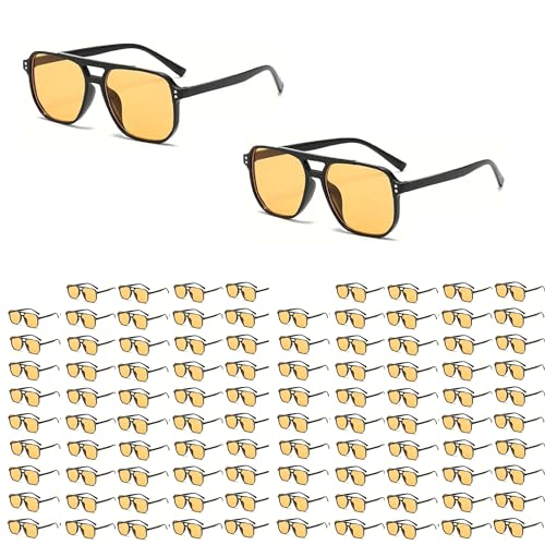 Image of 100 Pack Wholesale Retro Square Sunglasses Classic 70s Style Plastic Frame UV400 Protection Bulk Lot Resellers
