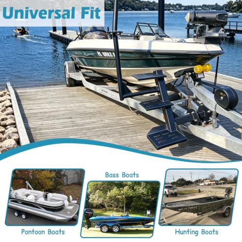 Image of Adjustable 3-Step Boat Trailer Steps | Side Mount | Anti-Slip
