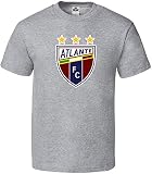 ARZA Atlante F.C T-Shirt 100% Cotton White,Black,Red Crew Neck (Gray, L)