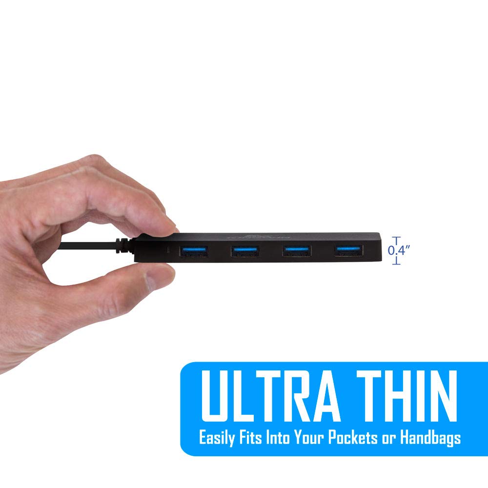Kingwin Hub USB 4 porte USB 3.0 Data Hub per Mobile SSD, MacBook, Mac Pro/Mini, iMac, Chromebook, Surface Pro, USB Flash Drives, Notebook PC, XPS, e More [Ultra Slim]