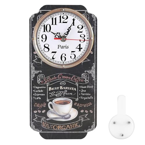 HERCHR 30cm Vintage Horloge Murale Rustique,Petite Horloge Murale en Bois Vintage,Horloges Numérique Murales Pendule,Murales Horloges Décorative a Pile...