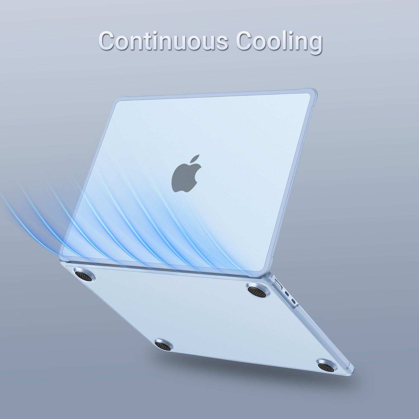 MOSISO Custodia Compatibile con MacBook Air 13 Cover M5 M4 M3 M2 2026-2022 A3449 A3240 A3113 A2681, 13,6'' Case Anti-crepa Angoli e Bordo Morbido TPU&Copritastiera&Pellicola&Borsa, Azzurro Cielo
