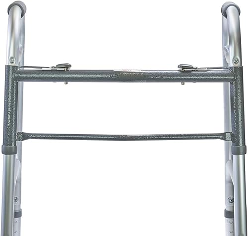 MediChoice Caminante plegable de dos botones de doble liberación, altura ajustable, aluminio, capacidad de 300 libras (1 cada uno)