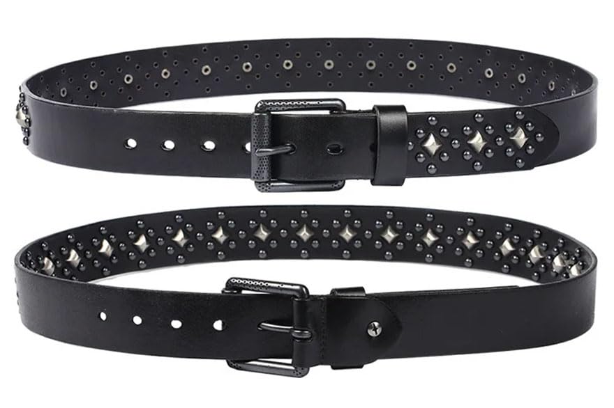 Pohullan Men 3.8cm Punk Rock Rivet Belt Leather Studded Belts Decorative Belts For Jeans2