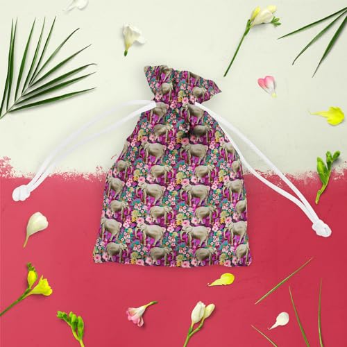 Image of ArtzFolio Elephant Pattern D1 | Pouch Wrist Potli Bag | Bag for Weddings & Casual Parties