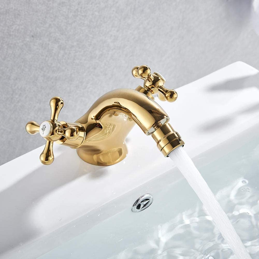 Robinet de lavabo double poignées mitigeur salle de bains en laiton monotrou