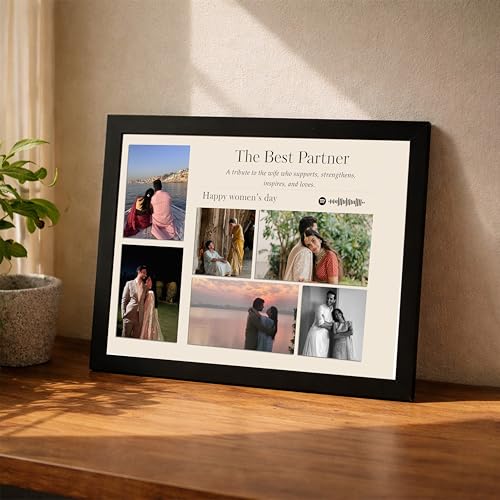 Image of Customized Photo Frame Wall Decor Spotify Gift For Wife Mother Sister Girlfriend and Friend, Personalized Women's Day and Mothers Day Photo Frame Gift For Home Living room Bedroom 23x32 cm