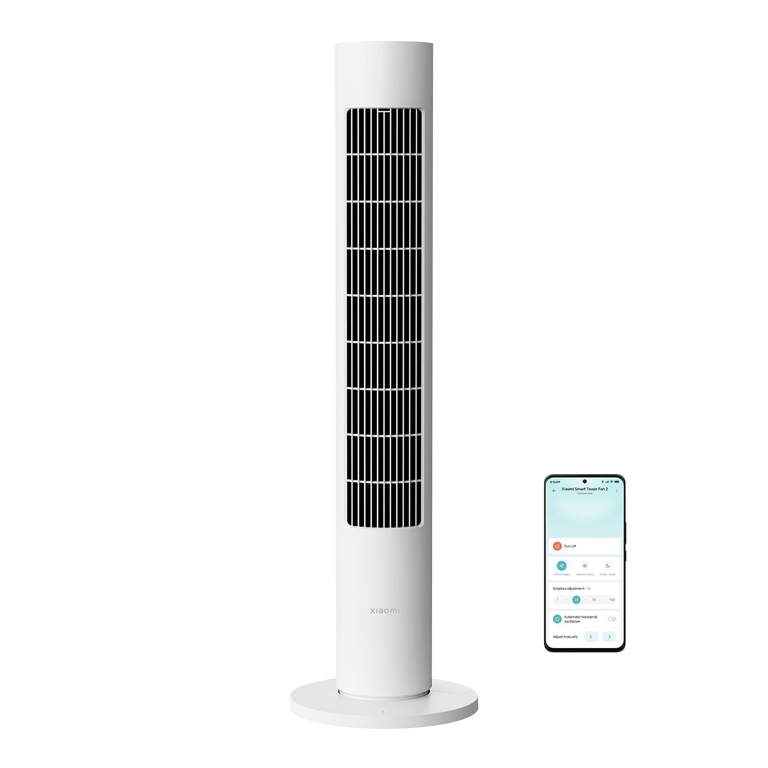 XIAOMI Tower Fan 2, Refrigeración Silenciosa, Control Inteligente | Potente ventilador de torre con modo sueno, control smart de 100 velocidades y bajo consumo para dormitorio, salon u oficina.