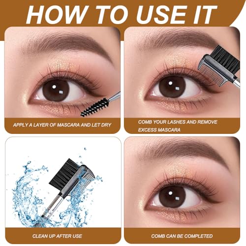 Augenbrauenbürste, 2 Stück Wimpernkamm Doppelendige, Wimpernbürste, Augenbrauenpinsel, Tragbarer Wimperntrenner, zum Modifizieren von Augenbrauen und Wimpern, Make-up-Tools