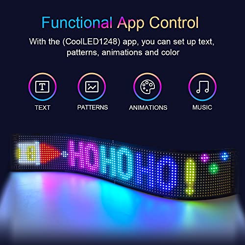 Image of Programmable LED Sign for Business,Flexible Digital Sign,Scrolling LED Sign,Bluetooth APP,DIY Design Animations,Text, Graffiti,Colour (23''x5'')