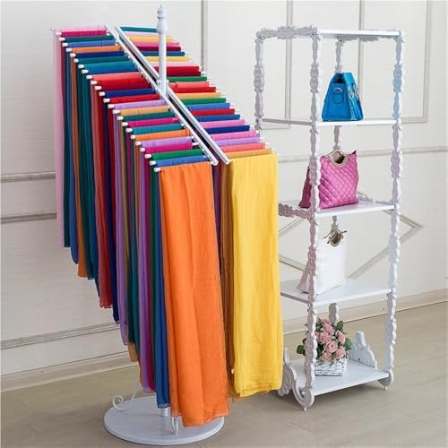 Freestanding Scarf Hanger, Metal Fabric Display Rack, Multi-Functional Scarf Organizer, Space-Saving Hijab Stand for Home & Retail, Perfect for Silk & Shawl Display