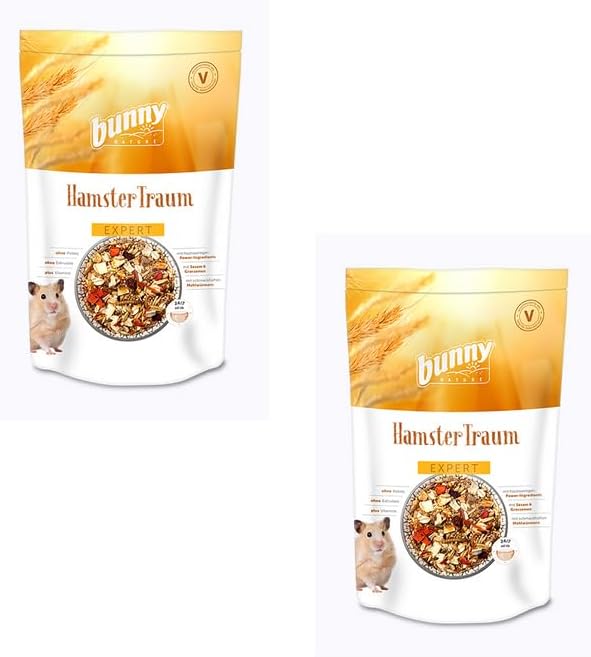 Bunny HamsterTraum Expert | Paquete doble | 2 x 500 g | pienso completo para hámsters | sin pellets, sin extruidos y vitaminas | Con sabrosos gusanos de la harina y sésamo