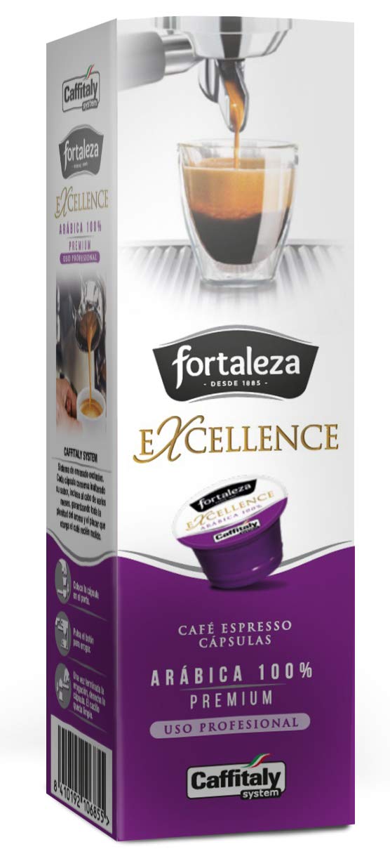 CAFÉ FORTALEZA Cápsulas de Café Compatibles con Caffitaly Pack 8x10 (80Uds) – Cápsulas Excellence 100% Arábica Intensidad Media – Cápsulas de Café Familia Intensos Formato Estándar - Aroma Cítrico