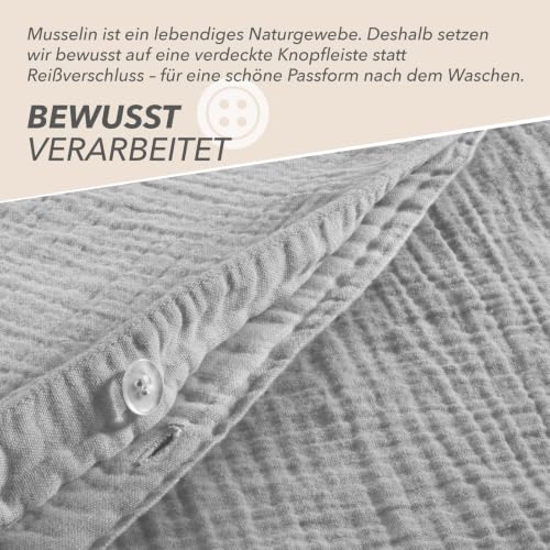 Pure Label Musselin Bettwäsche 6tlg 2x155x220+2x80x80+2x40x80 Grau – Ansicht 4