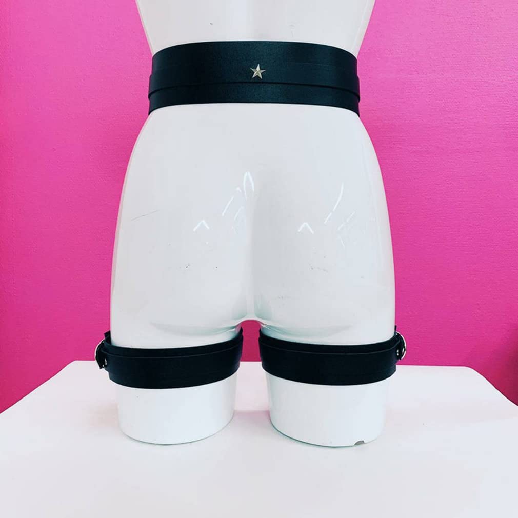 keland Sexy Punk Cuero Pierna Arnés Enjaulado Muslo Holster Ligas Harajuku Cintura Anillos Tirantes Cinturón Liguero para Mujere