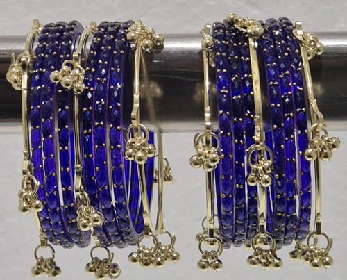 Image of kashmiri ghangharoo glass bangle Set For Women And Girls | Light Weight Bangles | Traditional Transparent Fancy Glass Chudi Set for Wedding, Party (18 Bangles)