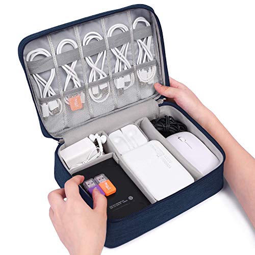最安値 Pc スマホ 小物 収納 ポーチ トラベルポーチ ガジェットポーチ モバイル 収納ポーチ 小物入れポーチ Usbメモリ 収納 ケース Pc周辺小物整理 撥水加工 携帯便利 旅行用 1層 ネイビーブルーの価格比較